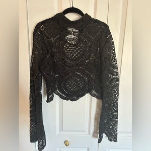 Boohoo Black Lace Crop Top